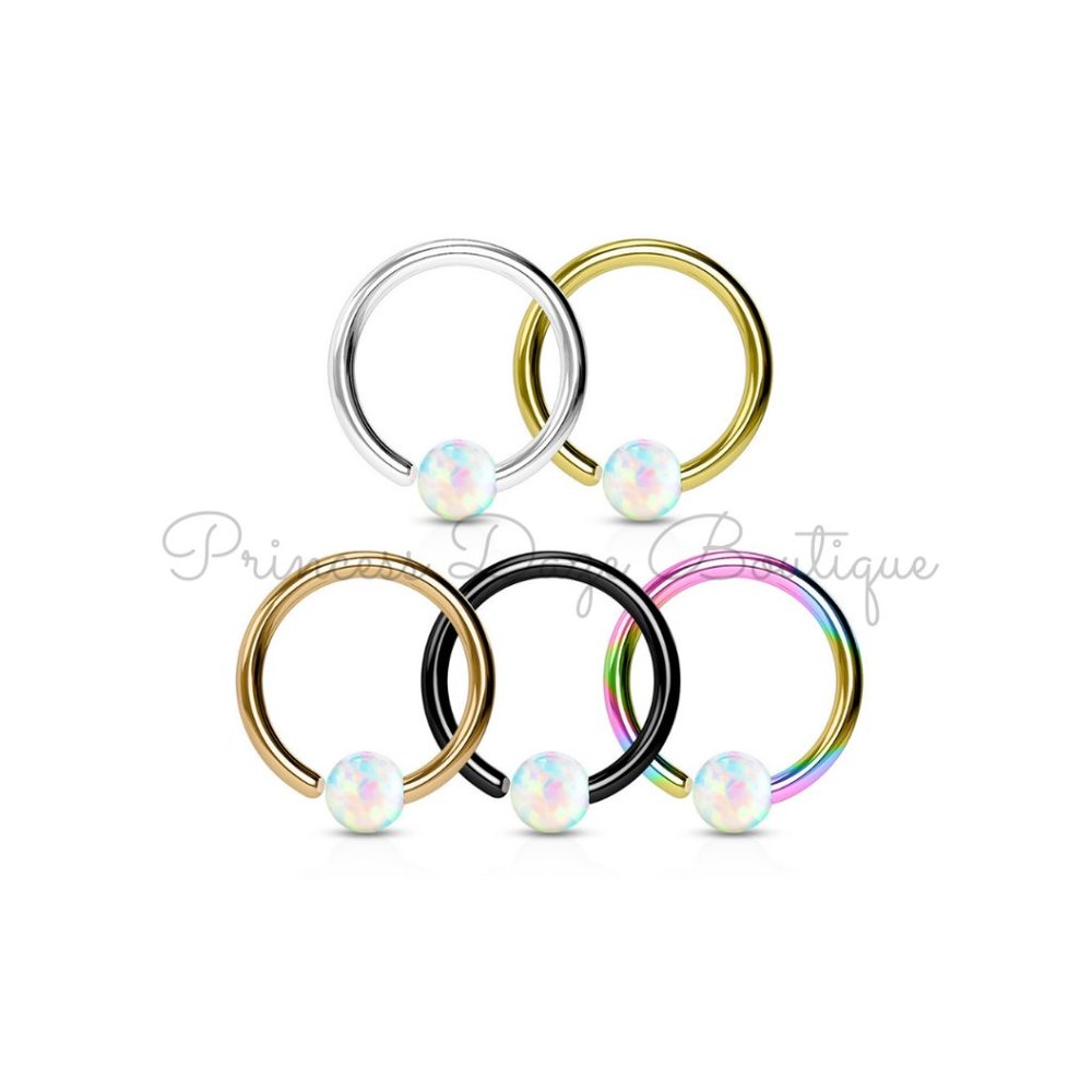 Opal Ball Hoop Ring‎ For Septum, Nose, Cartilage and Tragus